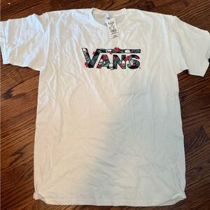 Vans White Floral Logo Men's Tee